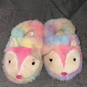 Little girls 5/6 tie-dye fox slippers